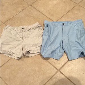 Beige and Light Blue Dress Shorts Set (Mens Size Medium)